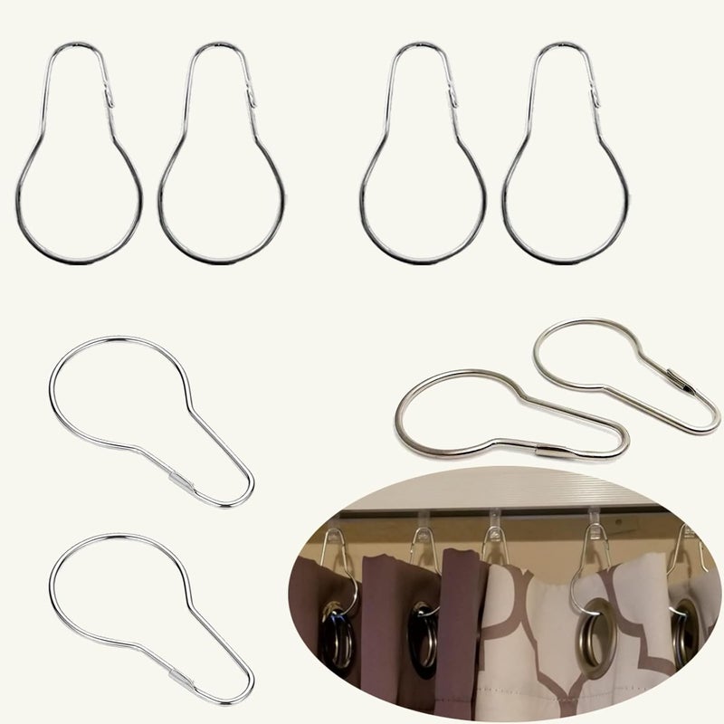 HLCM Shower Curtain Rings Hooks, Rust-Resistant Metal Shower Curtain Hooks, Stainless Steel Shower Curtain Rings for Bathroom Shower Curtain Rod (50PCS) - Image 1